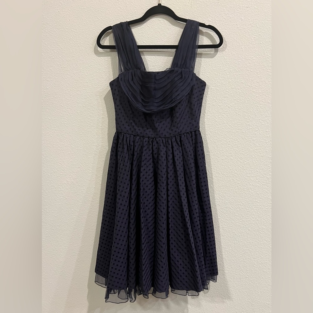 Anthropologie Girls from Savoy navy blue dress with tulle detail. NWT